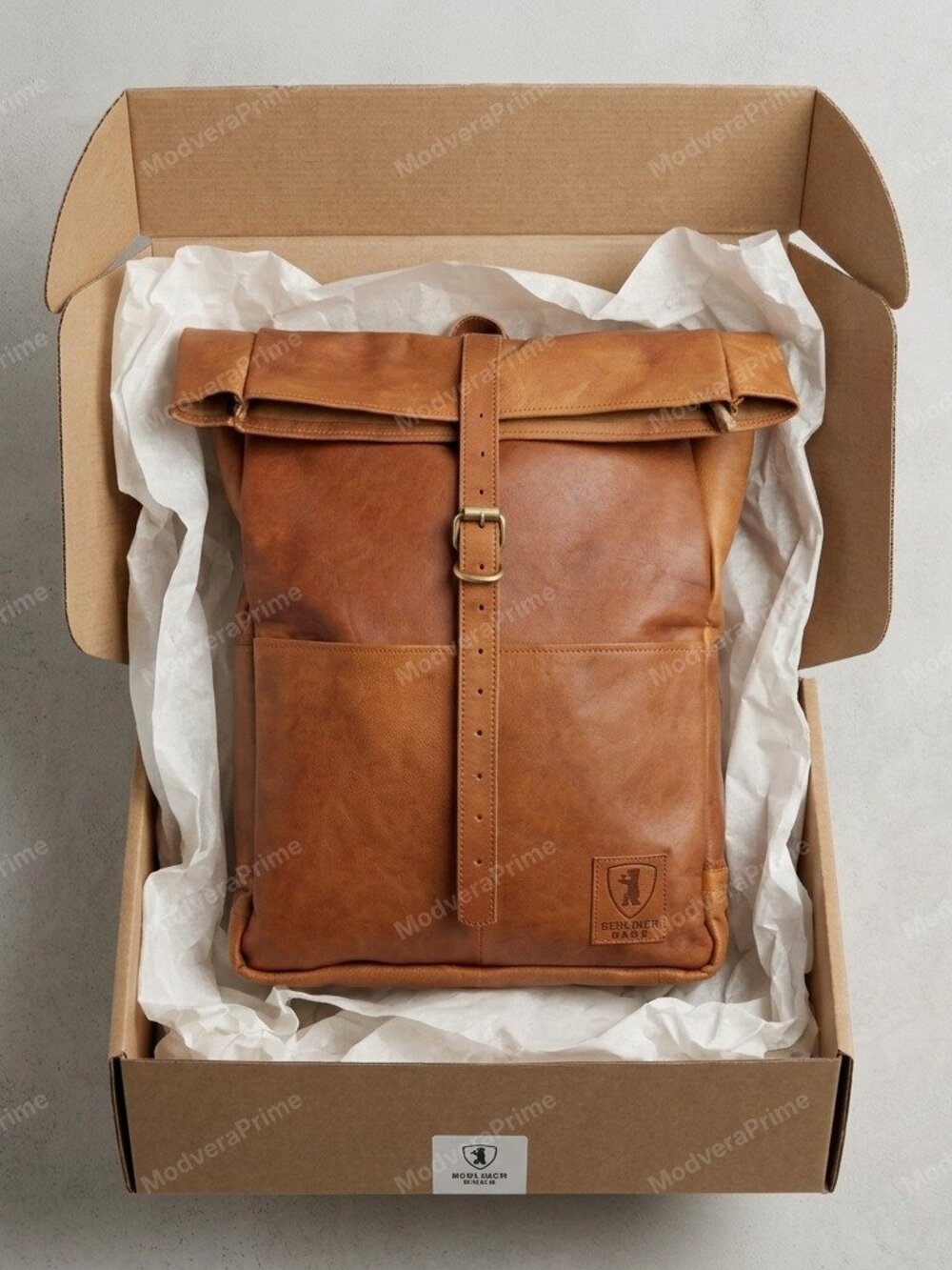 Berliner Bags Paris XL Backpack Vintage Brown Goat Leather 17in Rolltop NEW